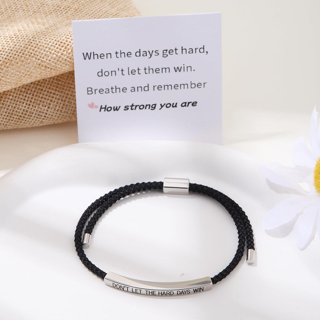 Dont Let The Hard Days Win Bracelet for Women Men, Handmade Braided Adjustable W