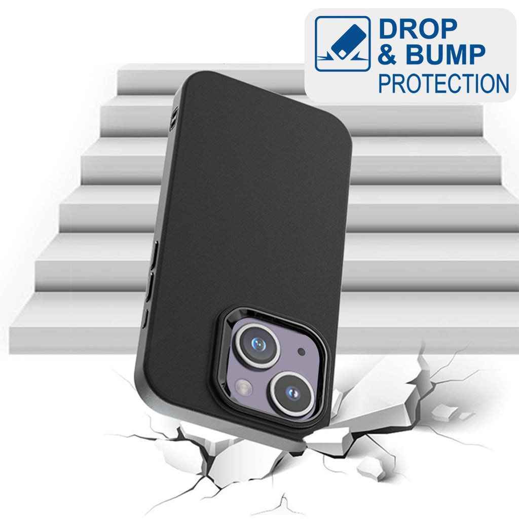 Case Iphone 13 & Iphone 14, Black Case Anti-Fingerprint Protective Bumper Matte