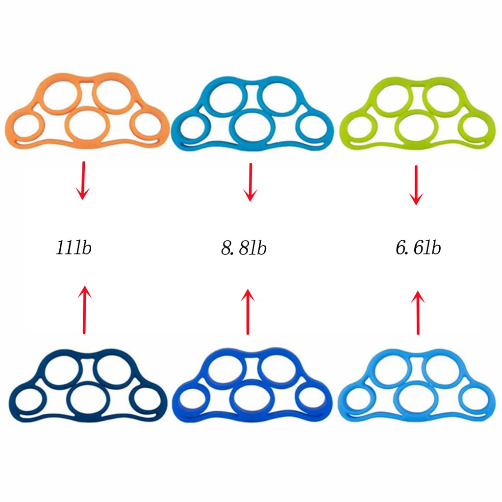 6 Pack Finger Strengthener - 3 Resistance Levels Silicone Exerciser - Hand Grip