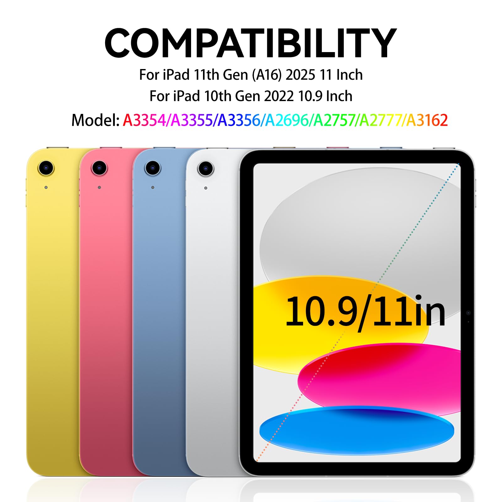 Magnetic Case for iPad (A16) 11th/10th Generation (11/10.9 Inch, 2025/2022), Sma