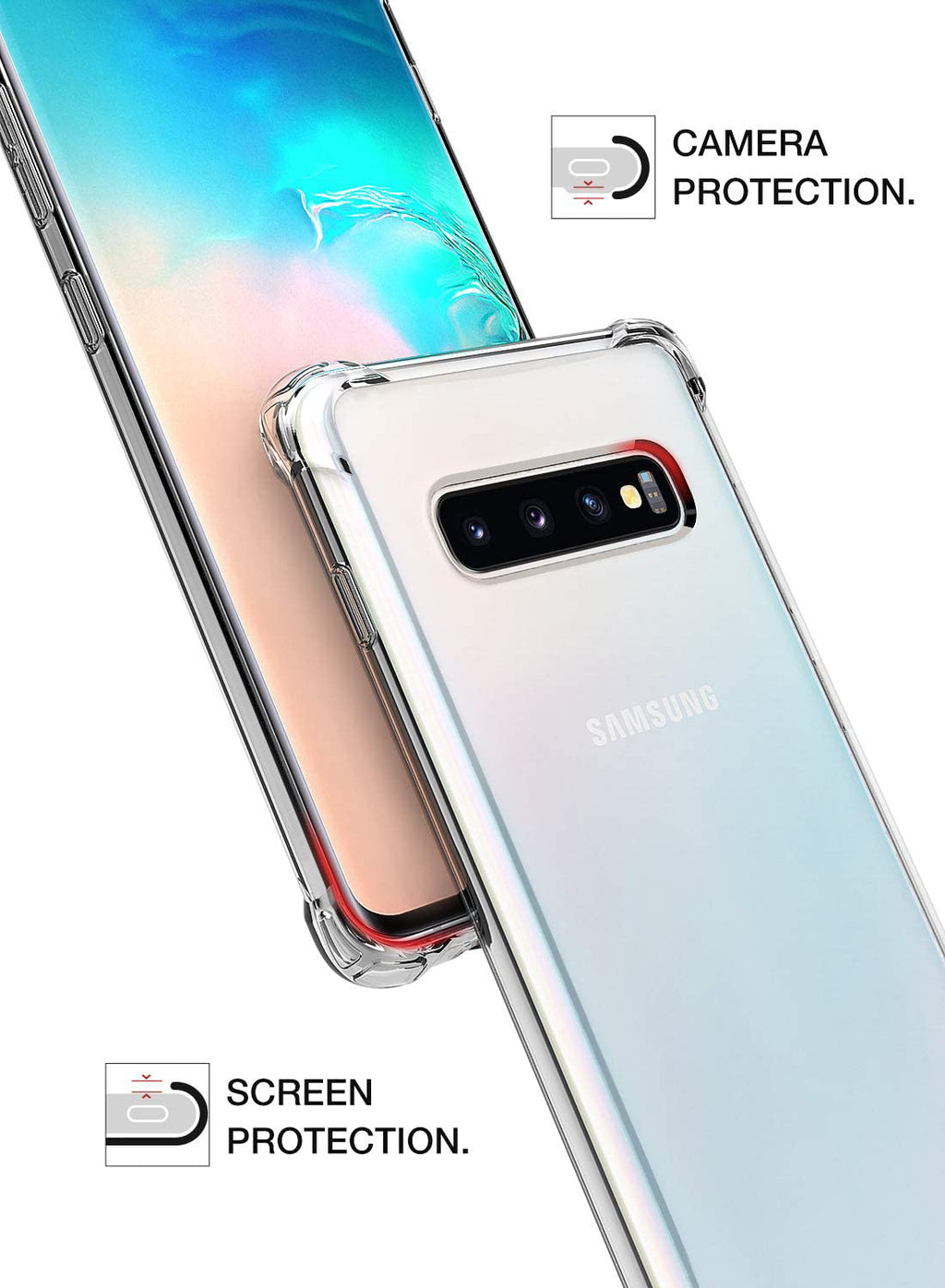 Clear Case for Samsung Galaxy S10+ / S10 Plus - Shockproof Bumper with Airbag Co