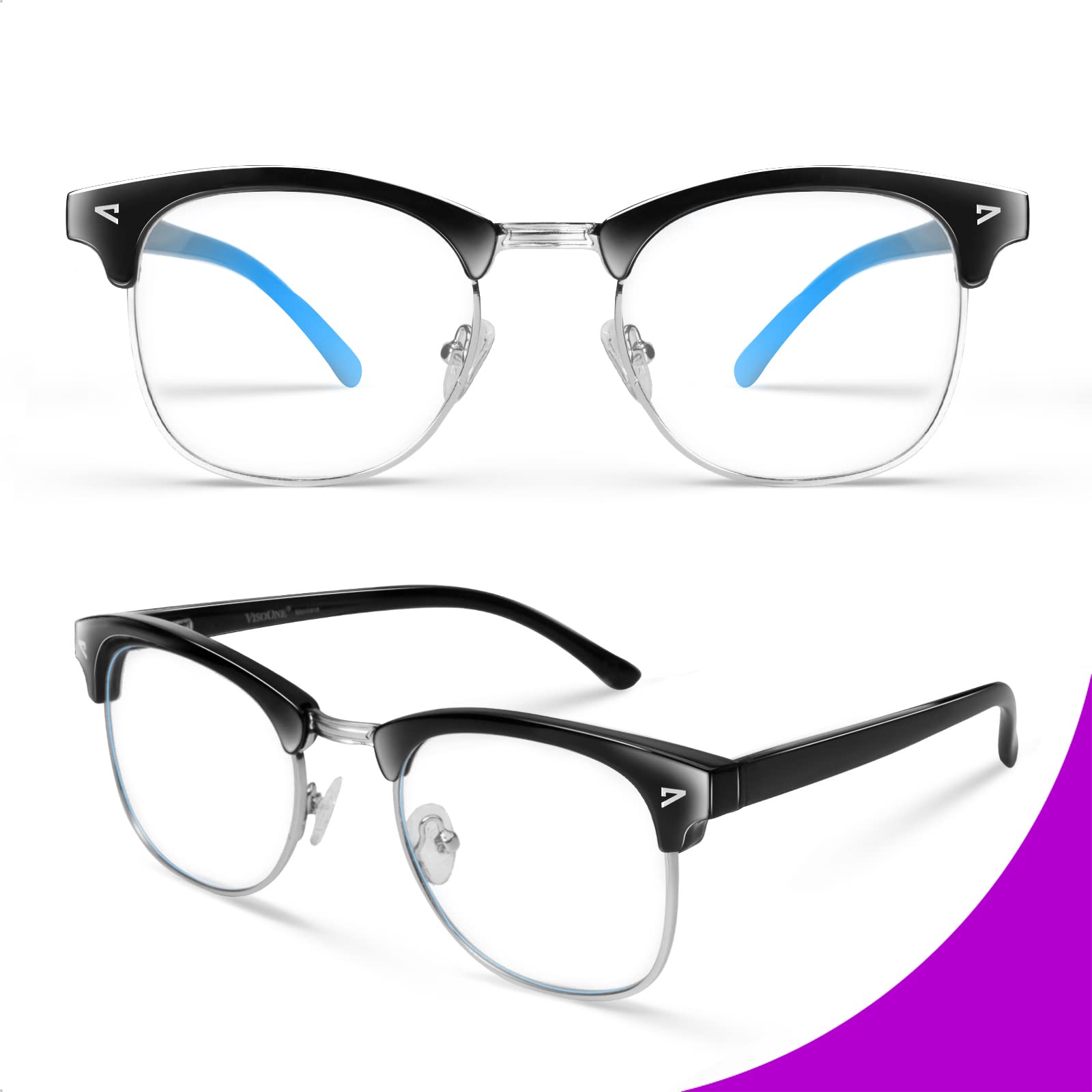 Hinge Blue Light Blocking Glasses Square with Anti Computer Glare for Gam