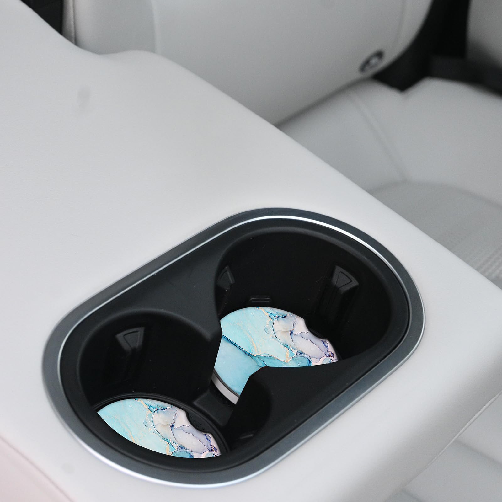 Cup Holder Coasters 2 Pack — Absorbent Ceramic Stone with Cork Base for Women &