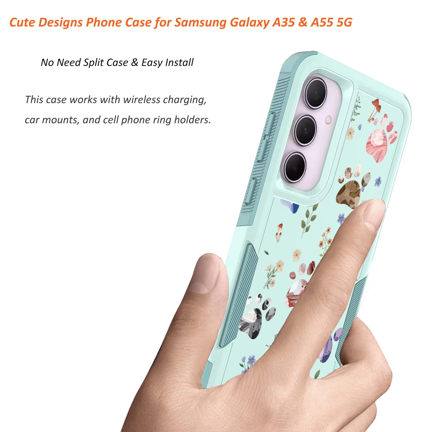 for Samsung Galaxy A35/A55 5G Case: Cute Flowers Floral Design for Girls Women S