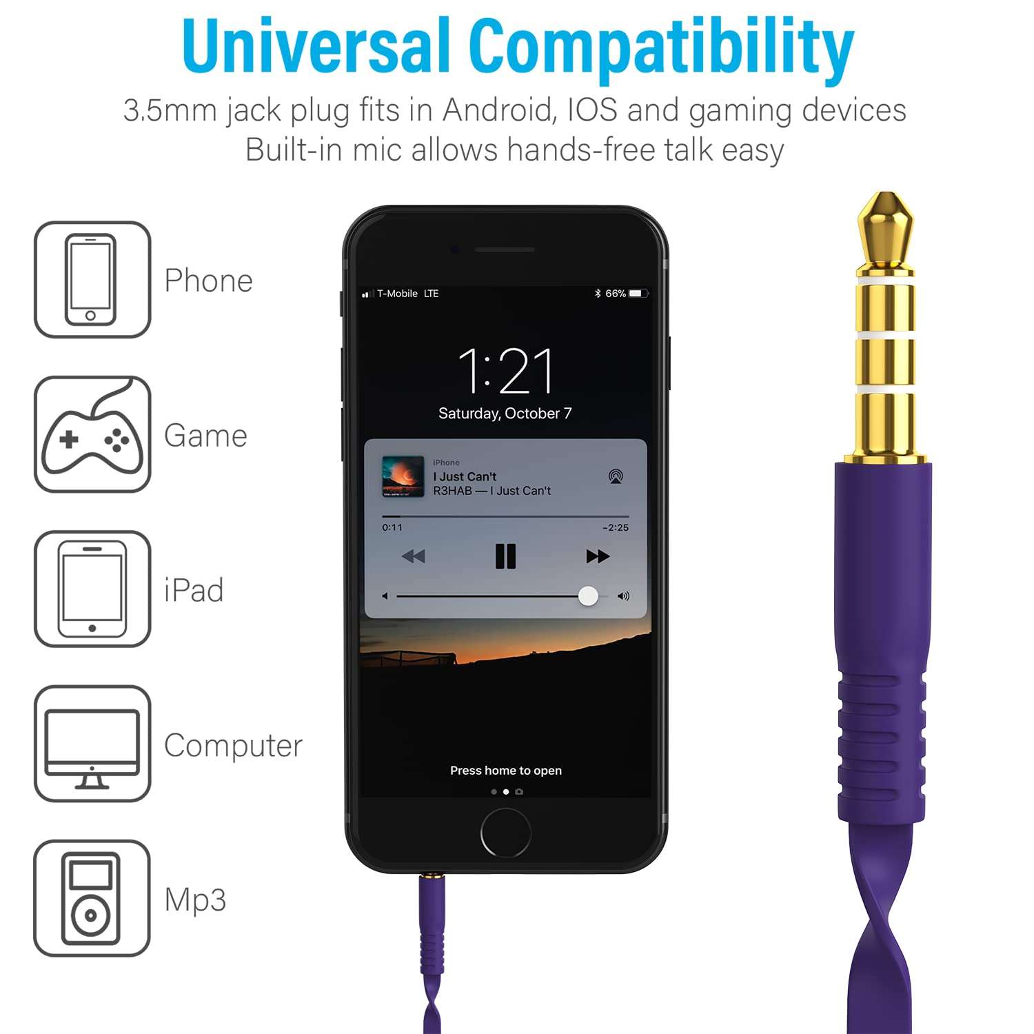 Wired Earbuds in-Ear Headphones, Earphones with Microphone, Slide Volume Control