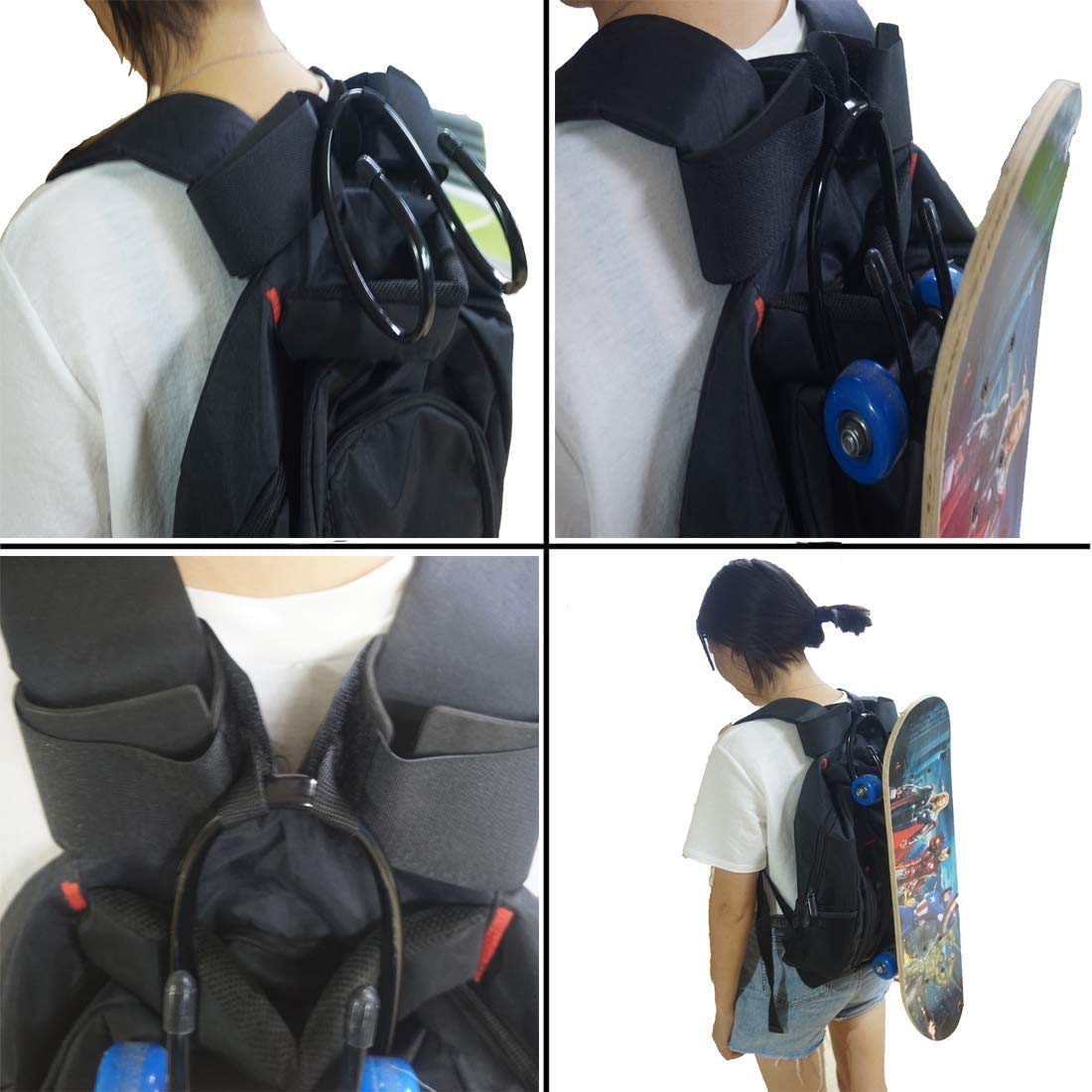 Backpack Attachment Carrier Hanger Rack Hook Holder for Carrying Mini Cruiser, C