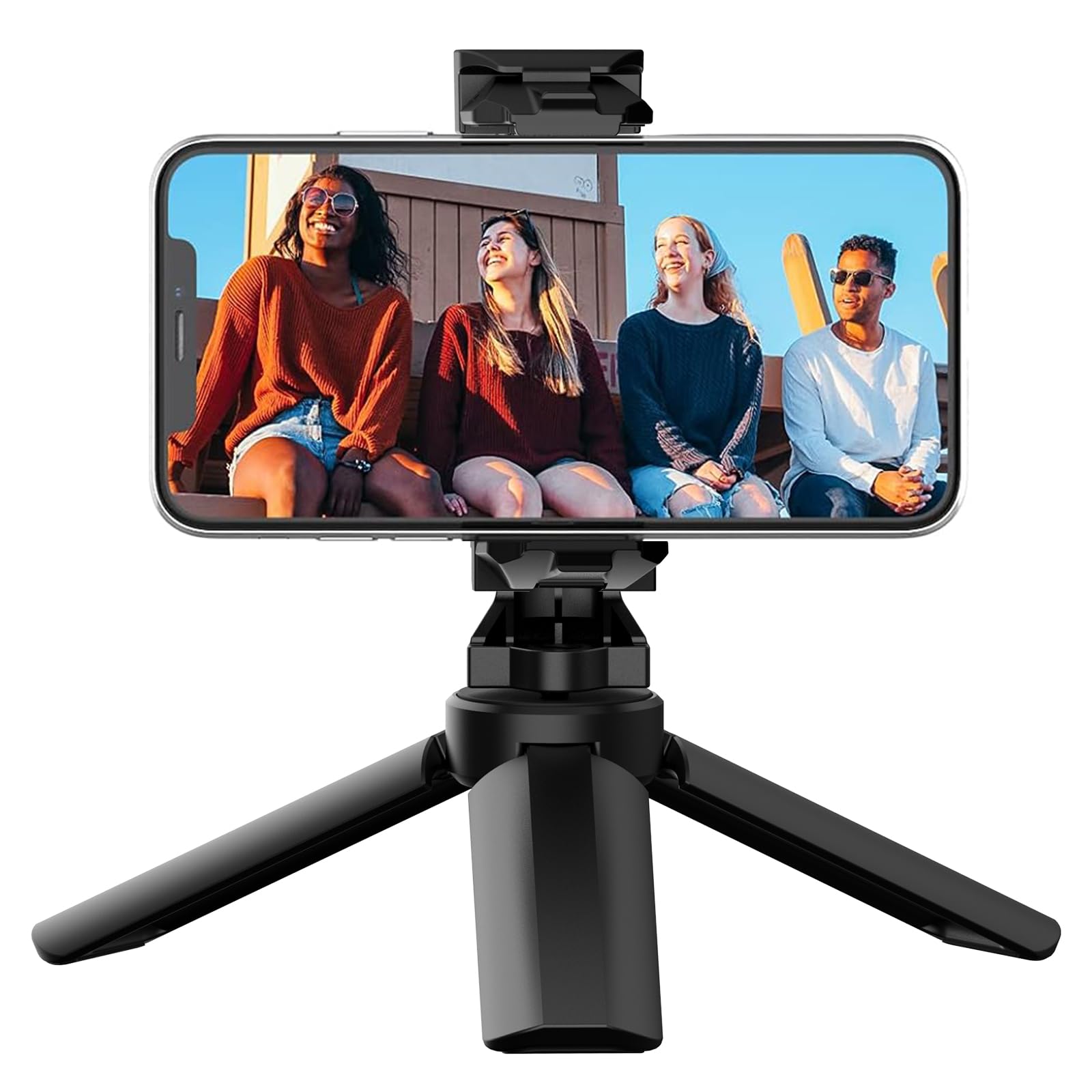 Mini Tripod with Universal Phone Holder & Cold Shoe, Lightweight Phone Stand & C
