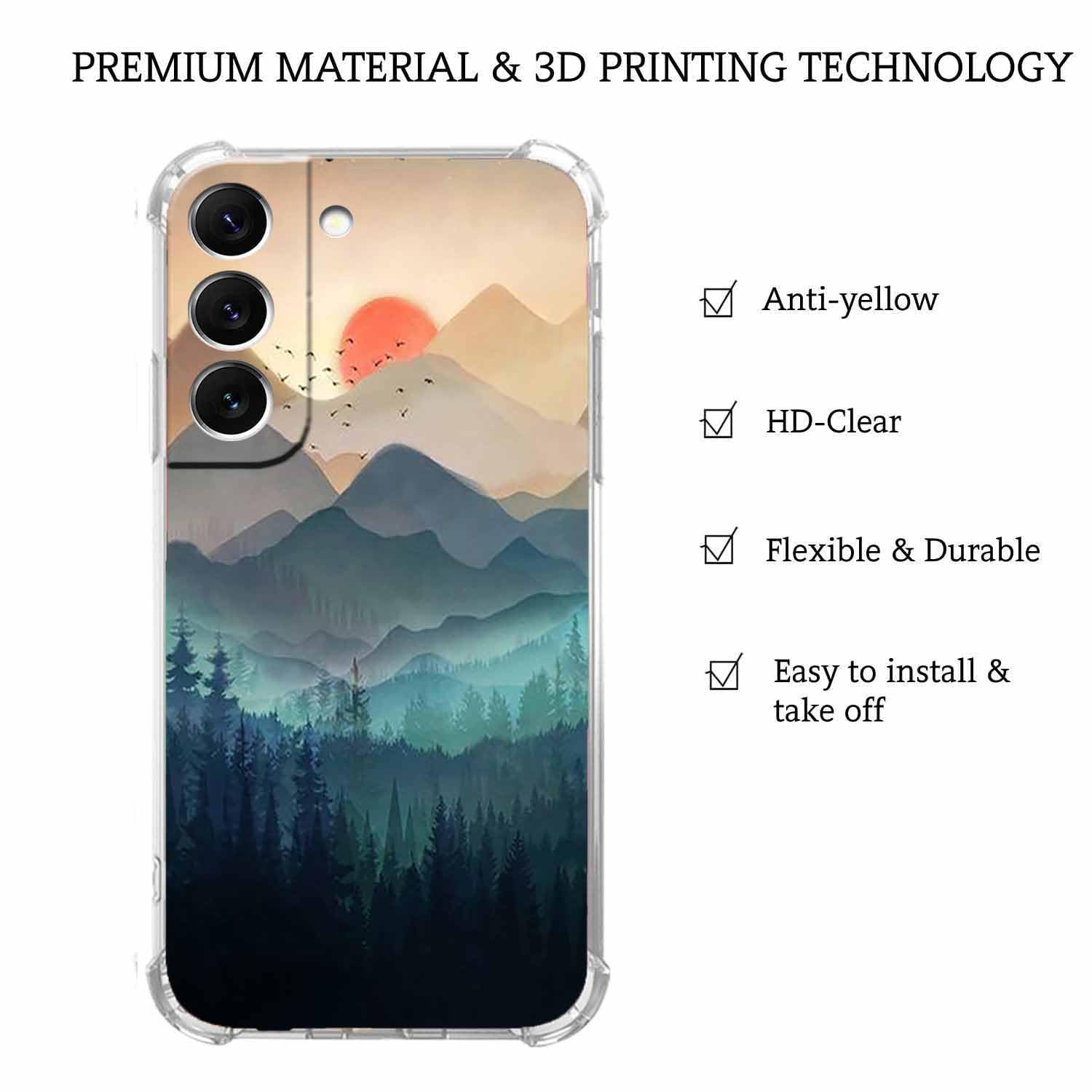 Nature Landscape Case For Samsung Galaxy S23,Wilderness Night Art Painting,Soft