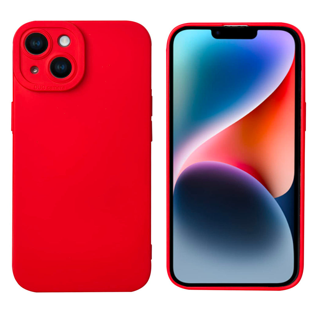 for iPhone 14 Case, Red Silicone TPU Rubber Back Cover Case Compatible for iPhon