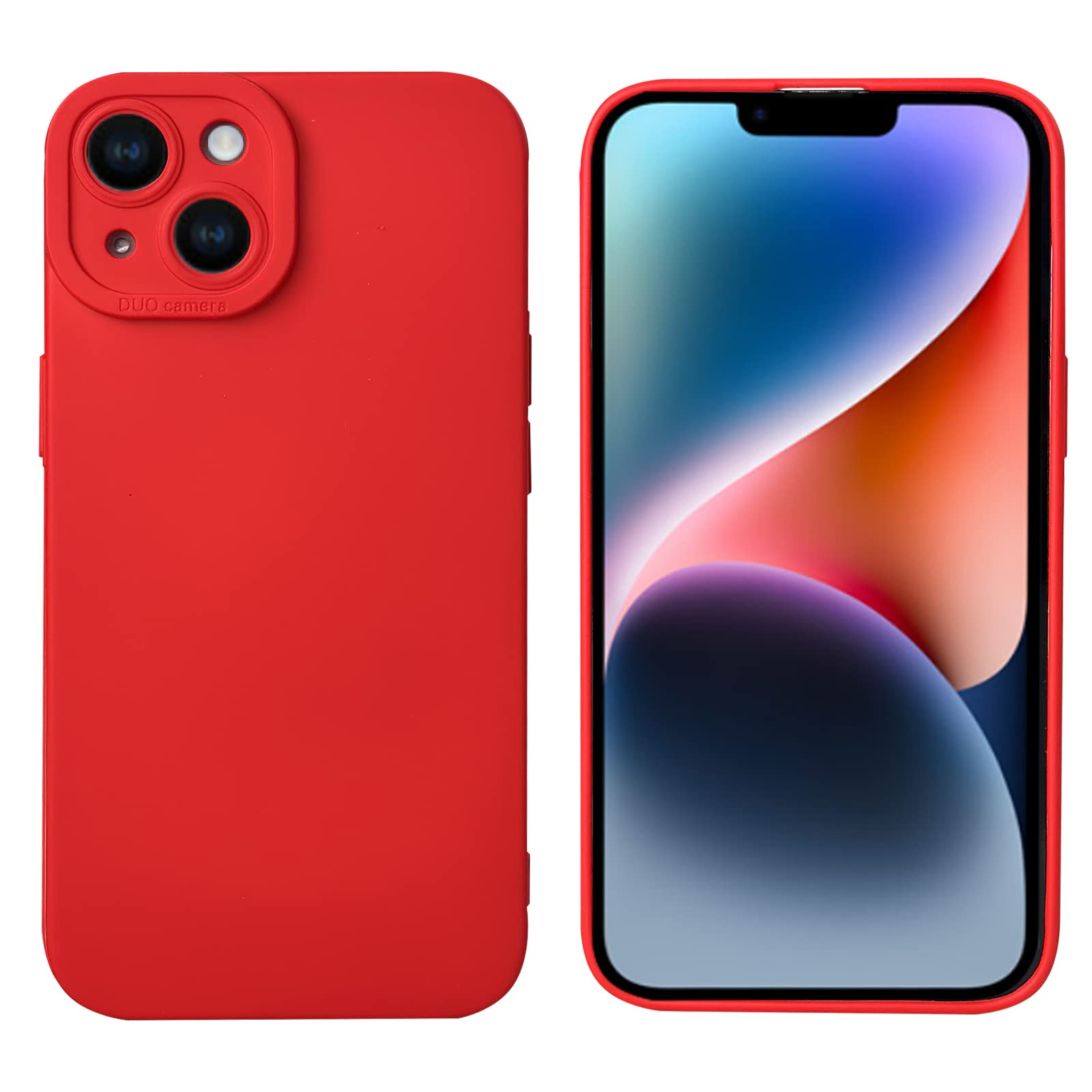 for iPhone 14 Case, Red Silicone TPU Rubber Back Cover Case Compatible for iPhon