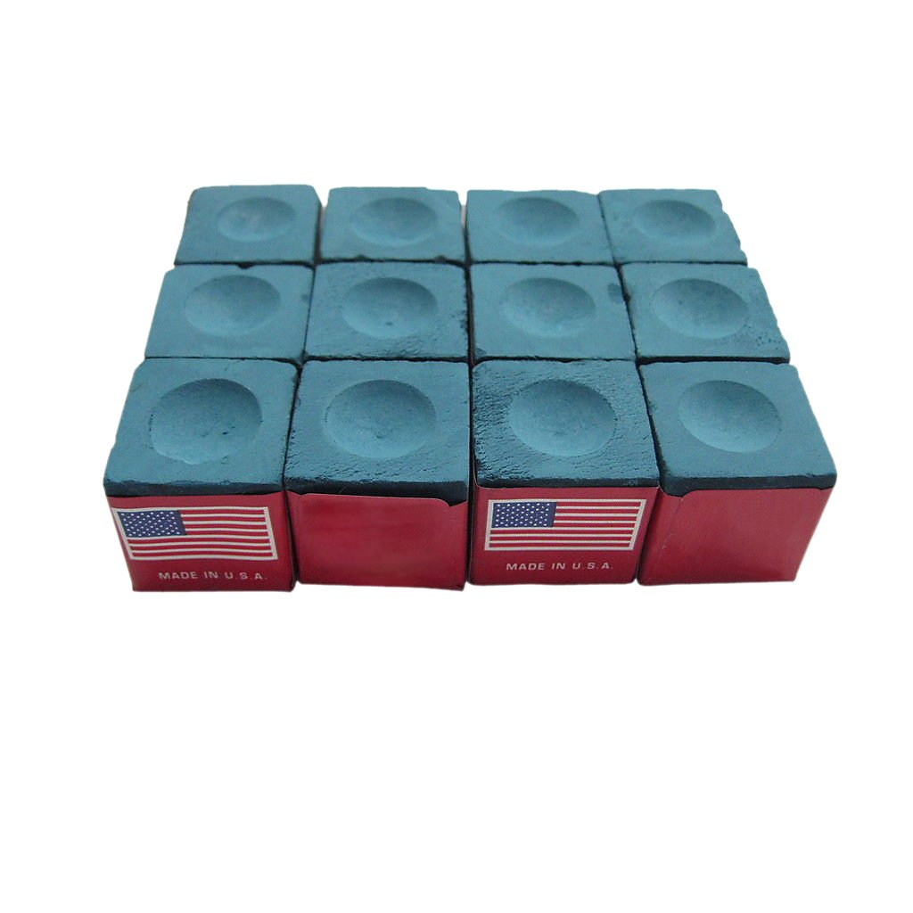 Billiard/Pool Cue Chalk Box, 12 Cubes, Blue