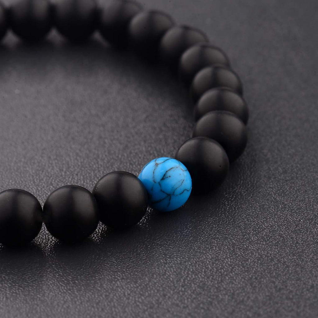 CNLQ Long Distance Bracelets For Lovers Couples Matching Gift Matte Agate 8mm Be