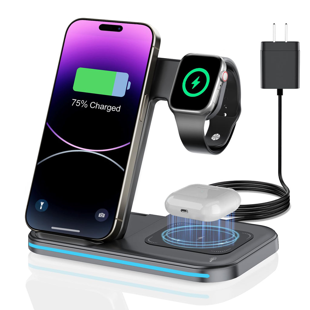 3 In 1 Charging Station Lphone Fast Foldable Charging Stand For Multiple Devices