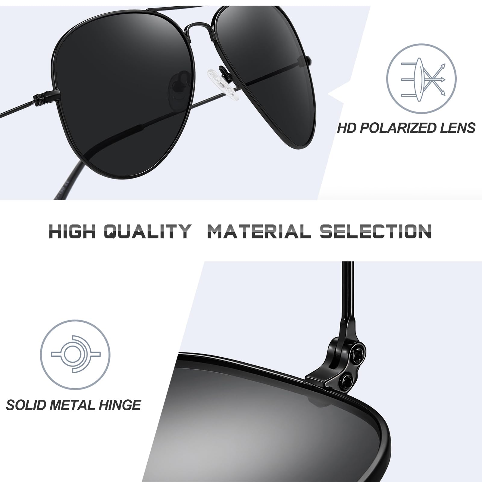 Aviator Sunglasses for Men Womens Polarized UV400 Protection Driving Sun