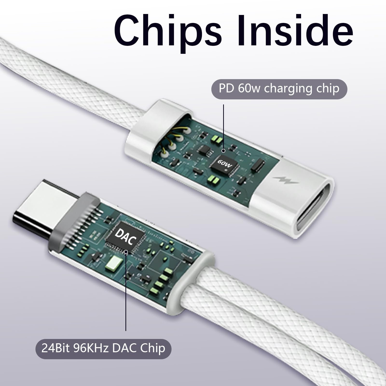 To 3.5Mm Headphone And Charger Adapter, 2-In-1 Usb Type C To Aux Jack Dongle Cab