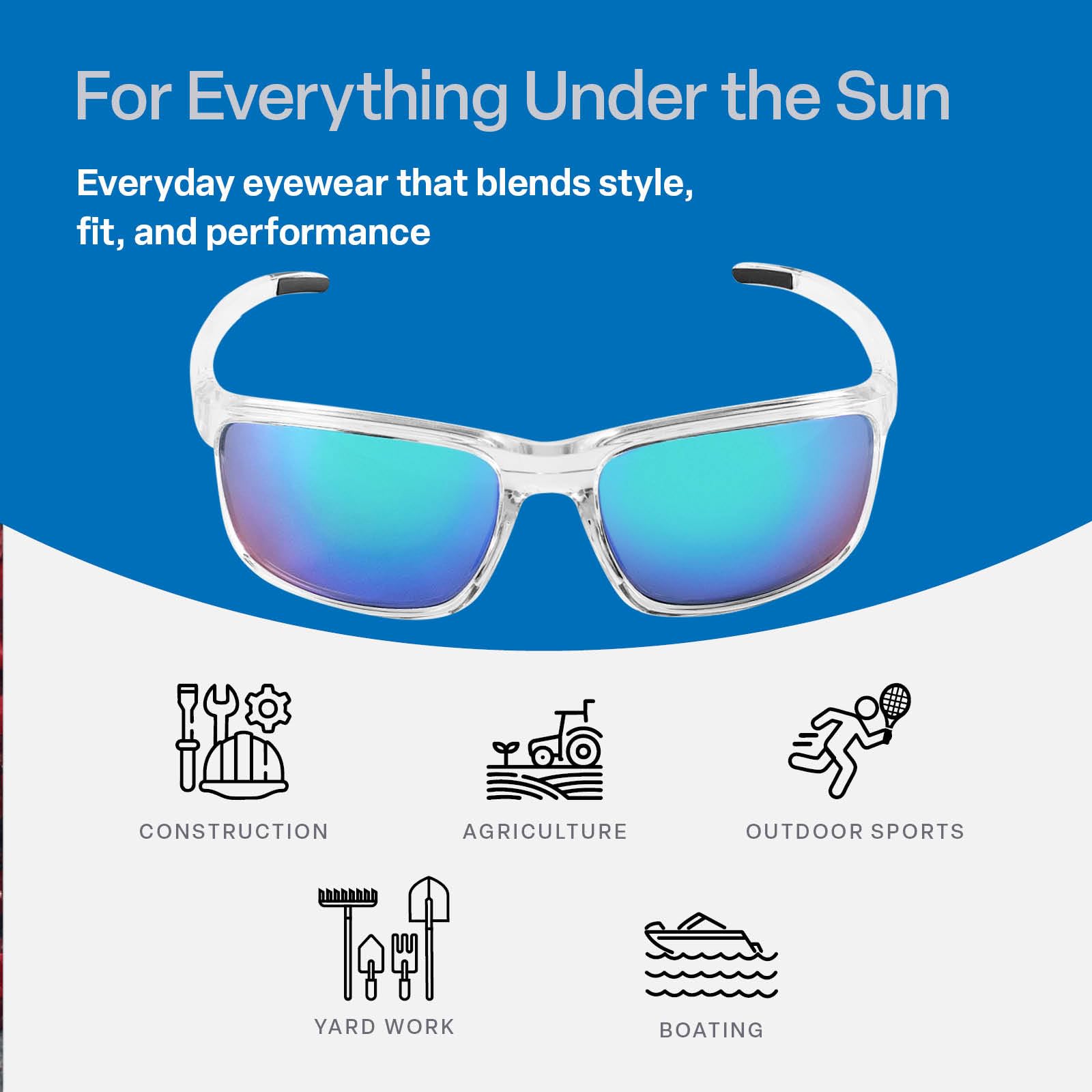 Eyewear Pompano Glasses - Anti-Fog, Lightweight, Impact/Scratch Resistant