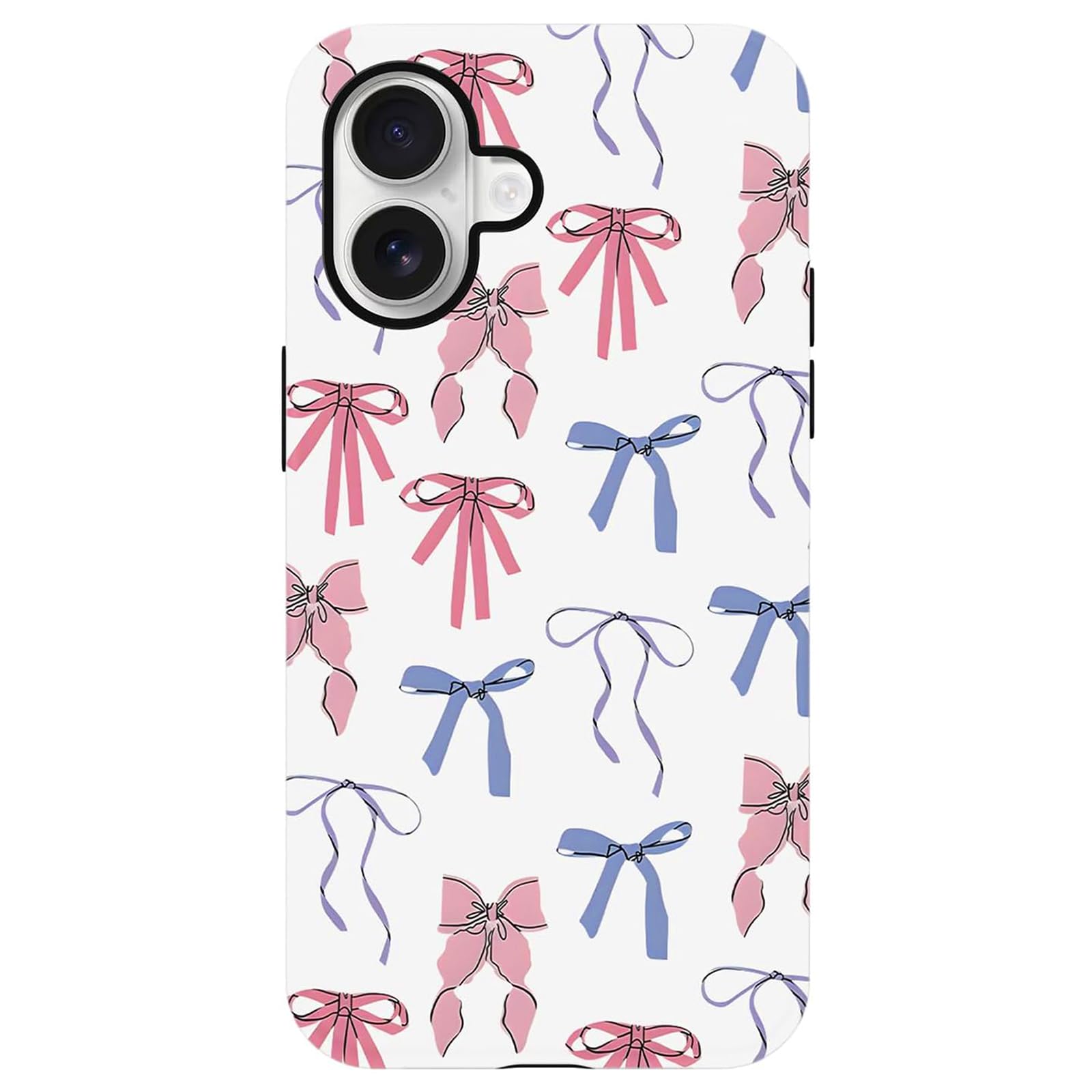 iPhone 16 Case, Cute Bow Ribbon Phone Case for Women Girl, Aesthetic Shockpr
