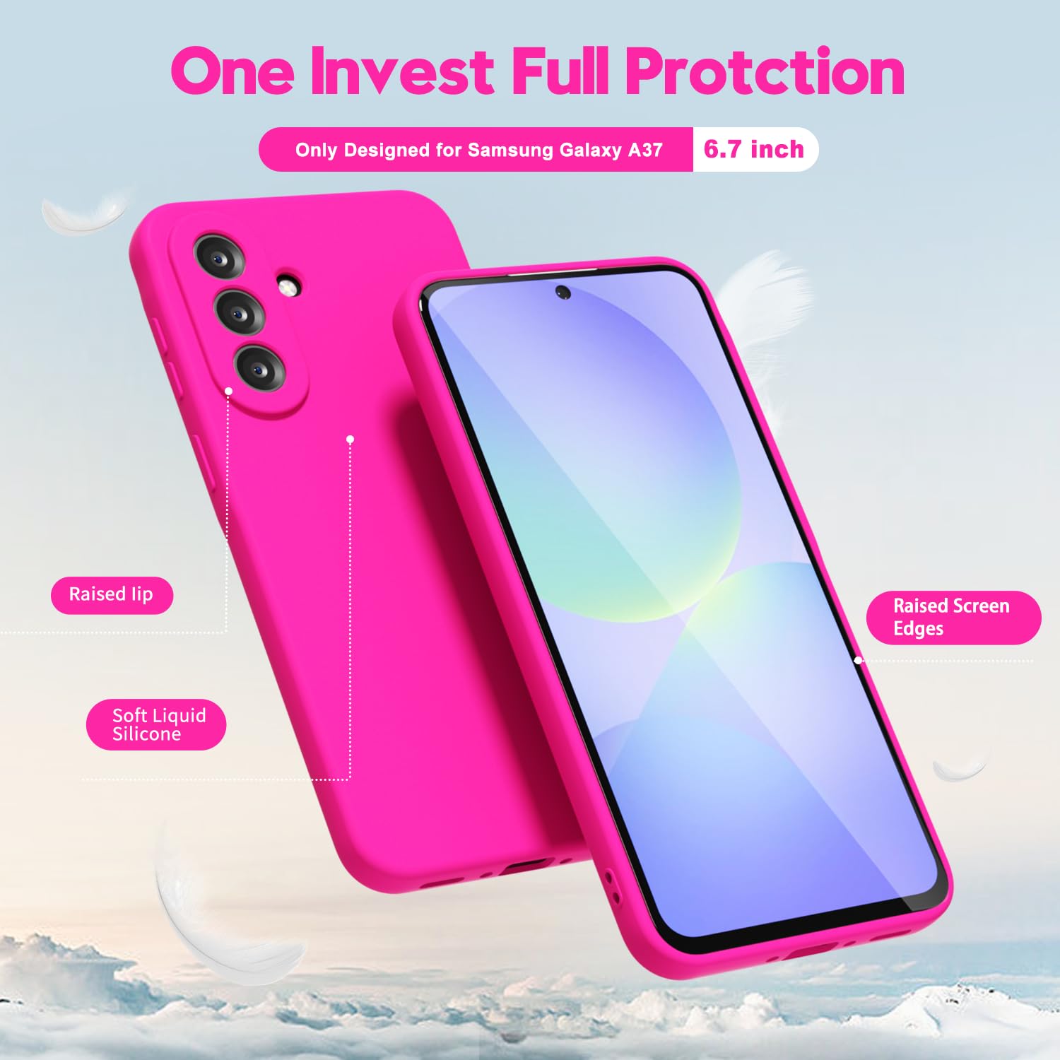 Samsung Galaxy A37 5G Case Silicone, Thin Slim Grip Soft Rubber Gel Protective P