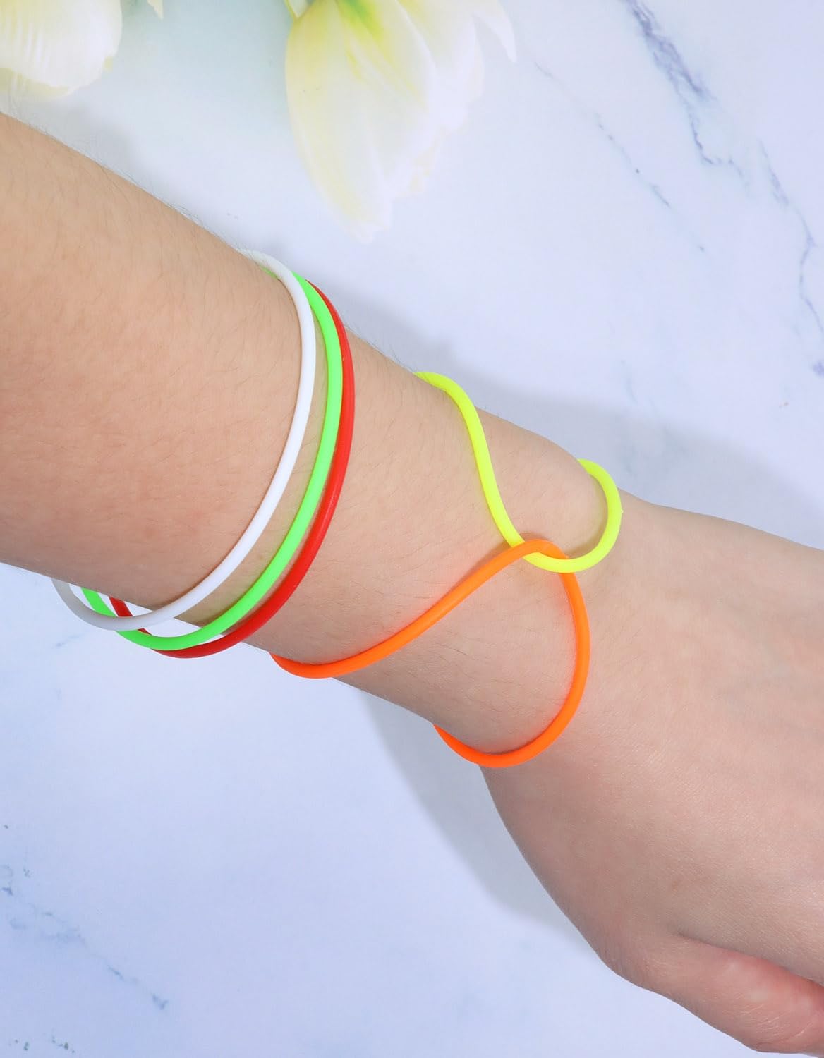 ANGEL Silicone Jelly Bracelet 30Pcs 10 Colors Adult Size Retro Neon 80s Style Co