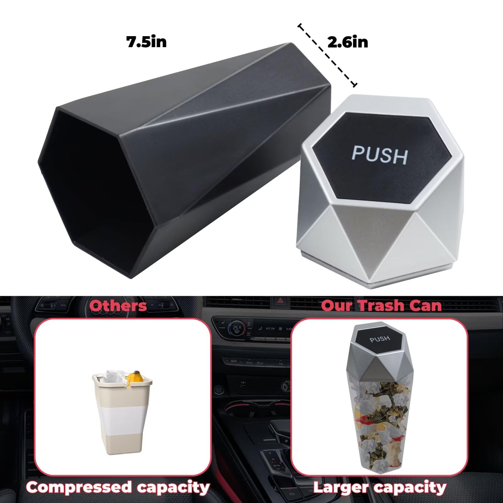 Trash Can, Car Trash Bin With Lid, Car Accessories For Women Interior, Car Garba