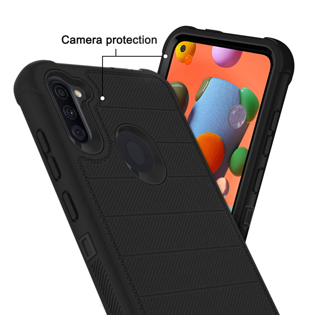 Galaxy A11 Case + Heavy-Duty Protection + HD Screen Protector – Sleek Black Desi