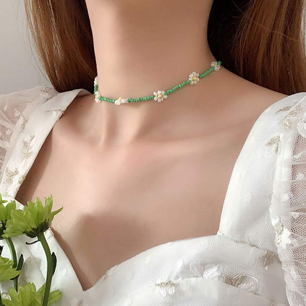 Beaded Choker Necklaces For Women Vsco Boho Handmade Flower Necklace Cherry Cute