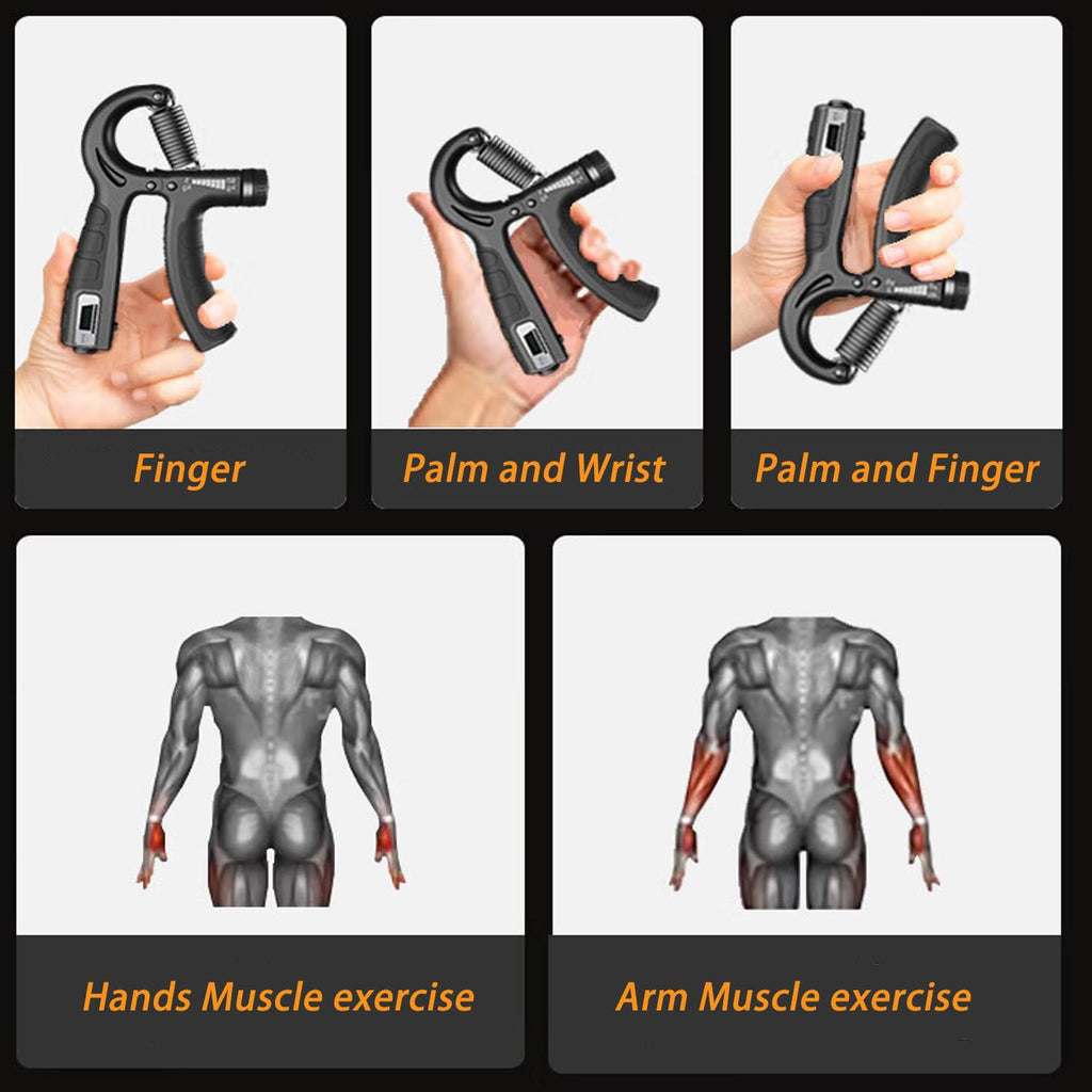 Hand Grip Trainer Number Counter Forearm Finger Wrist Gripper Exerciser 5-60kg A