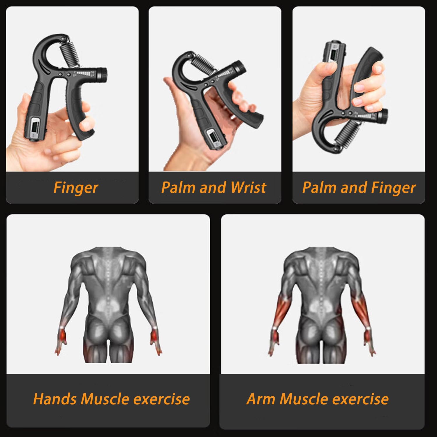 Hand Grip Trainer Number Counter Forearm Finger Wrist Gripper Exerciser 5-60kg A