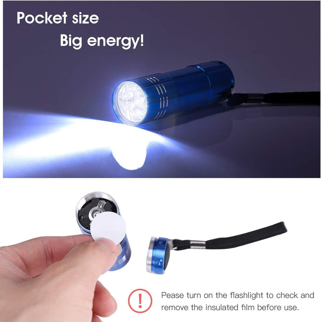 of Flashlights 9 LED Mini Aluminum Flashlight Bulk with Lanyard 15 AAA Ba