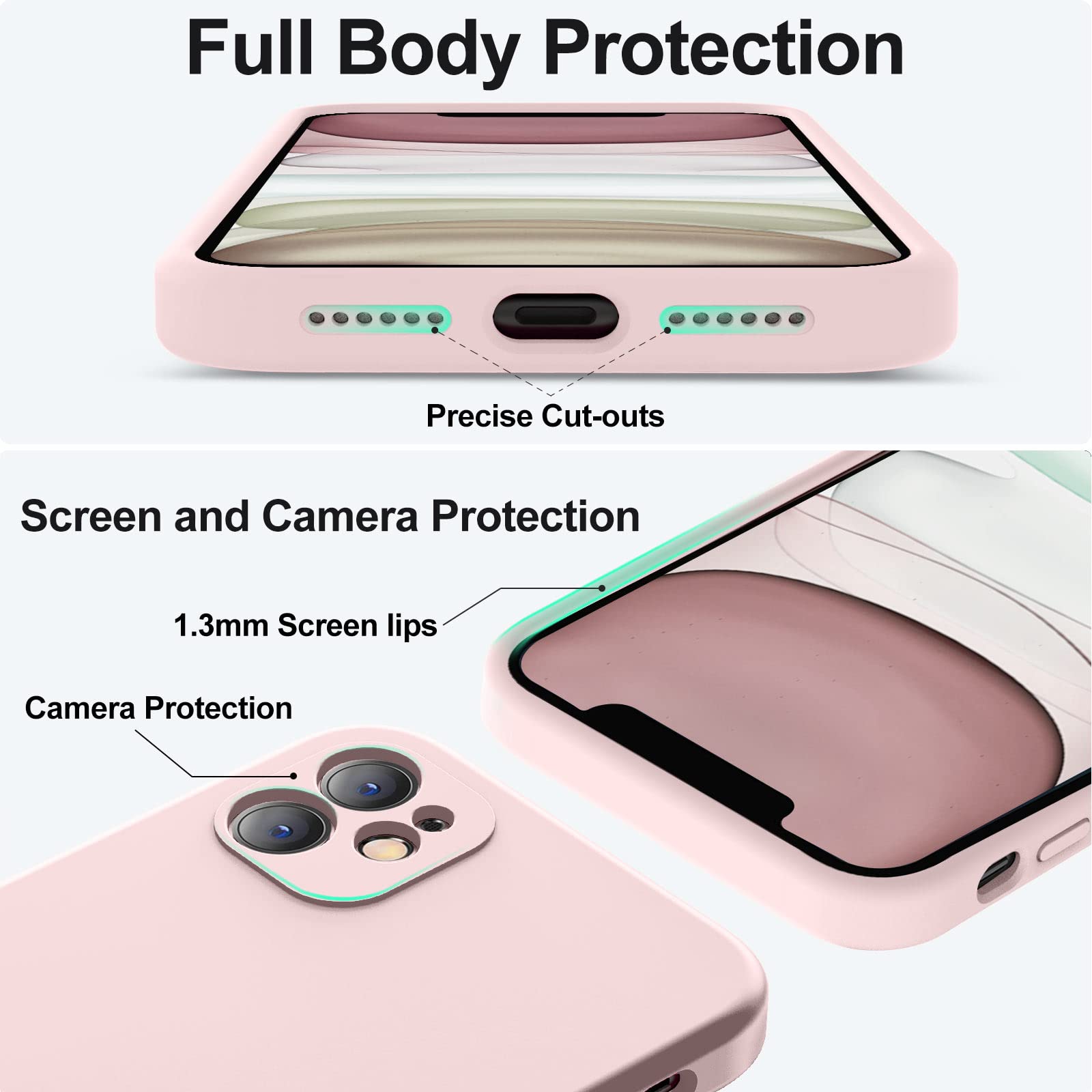 11 Case, Upgraded Liquid Silicone With [Flat Edges] [Camera Protection] [Soft An
