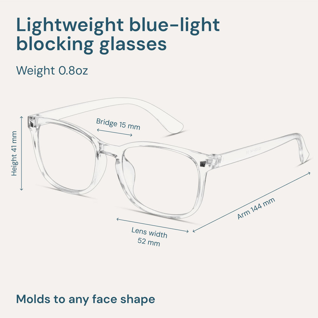 Clear Blue Light Glasses for Computer & Gaming - Anti UV Ray Lenses