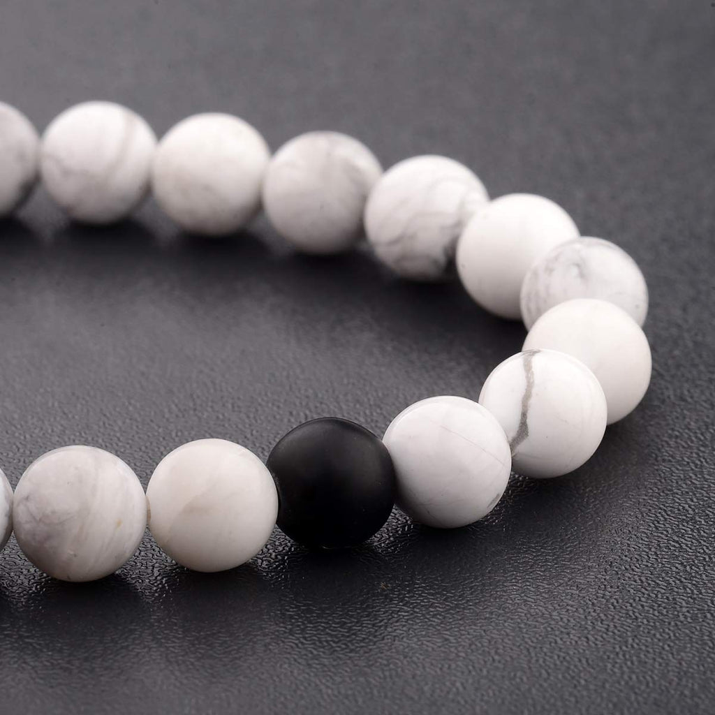 CNLQ Long Distance Bracelets For Lovers Couples Matching Gift Matte Agate 8mm Be