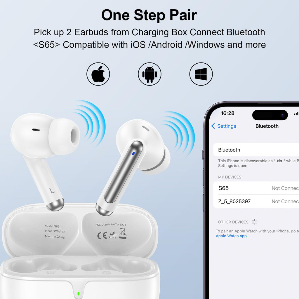 Wireless Ear Buds Bluetooth 5.4 Headphones for iPhone 17e 17 Pro Max 17Pro 17 Ai
