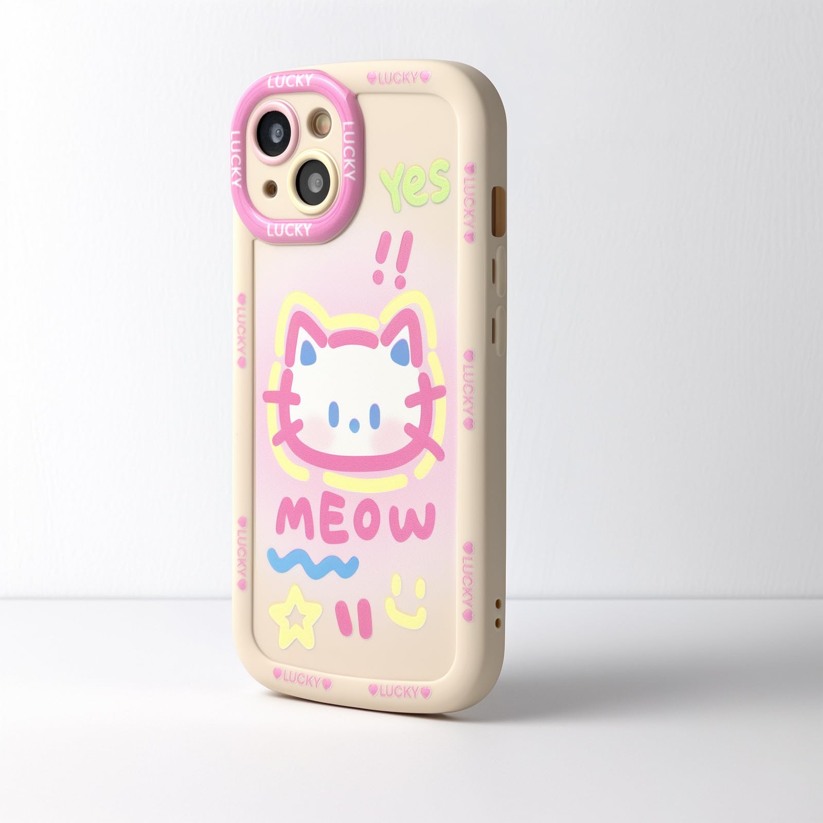 Cute Phone Case Compatible with iPhone 13, Big Head Kitty Cat, Animals Cartoon S