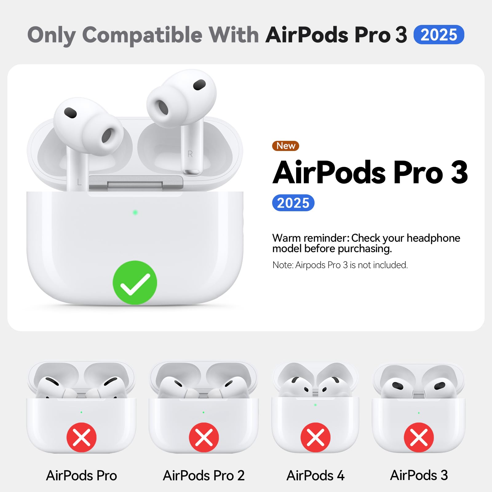 Airpods Pro 3 Case 2025 With Cleaner Kit,Soft Silicone Protective Cover For Appl