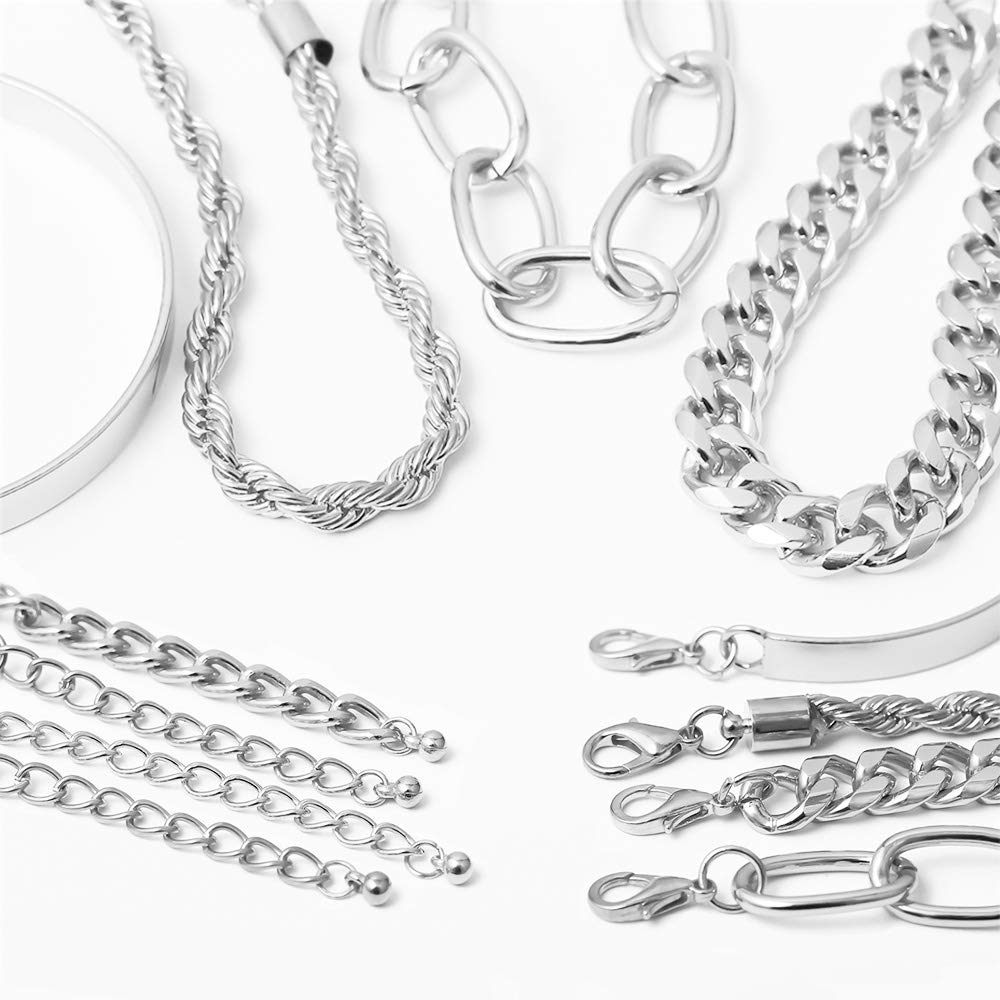 Silver Bracelets for Women, Silver Dainty Layered Chain Bracelets Adjustable Cut