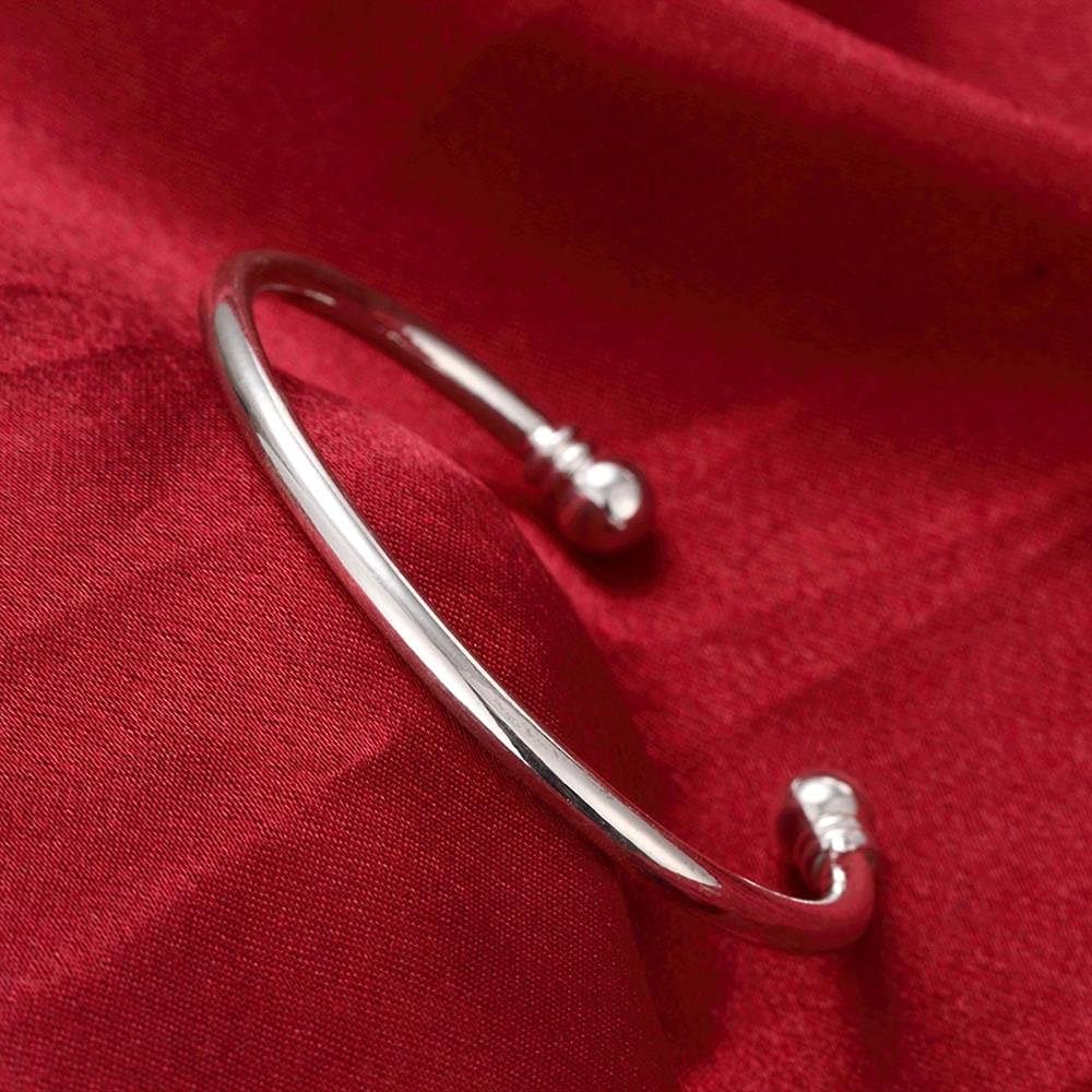 925 Silver Bangle Bracelet, Fashion Jewelry Simple Cuff Bangles for Women Mom Wi