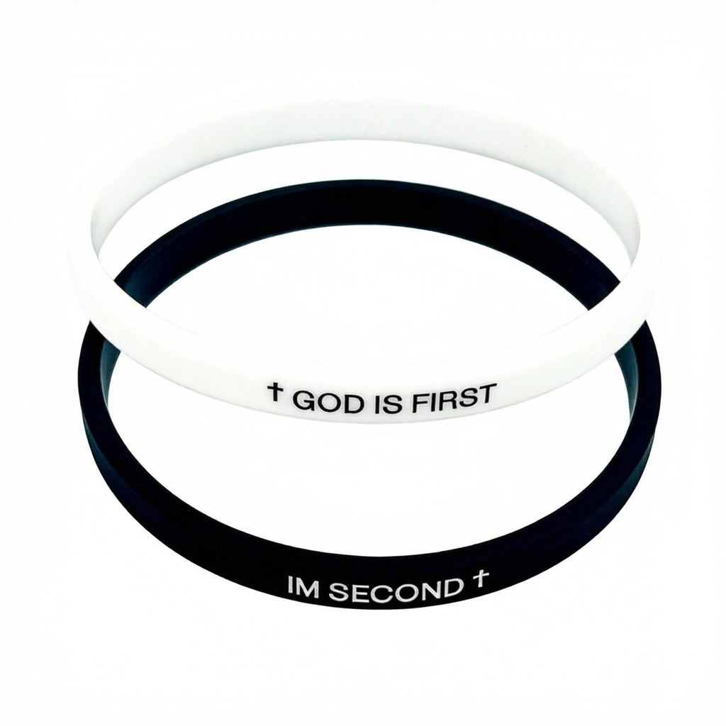 GOD IS FIRST Bracelet for Men Women, Christian Bible Verse Rubber Bracelets, Whi