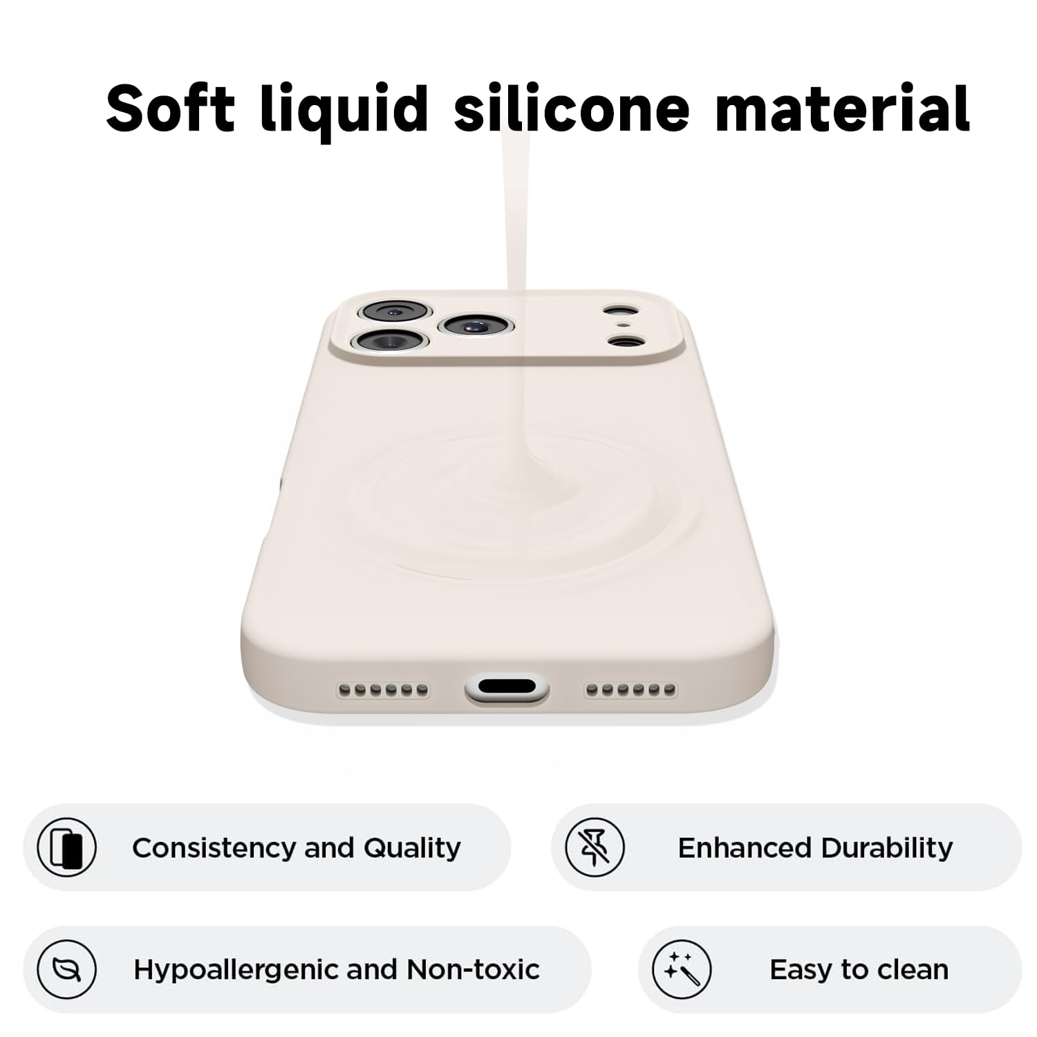 For Iphone 17 Pro Phone Case Liquid Silicone, Thin Ultra Slim Minimalist Phone C