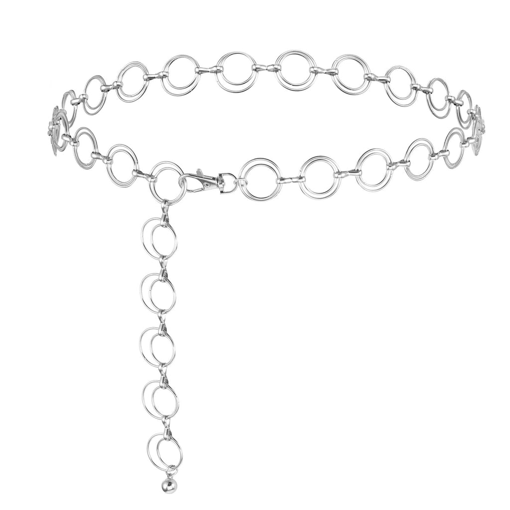 Link Silver Chain Belt for Women Silver Waist Chain Belly Link Belt Chunky