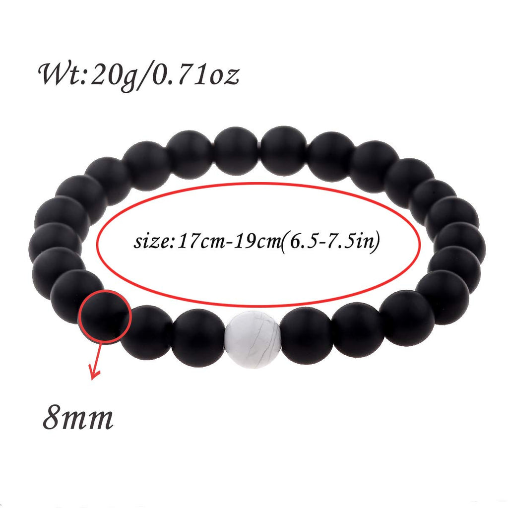 CNLQ Long Distance Bracelets For Lovers Couples Matching Gift Matte Agate 8mm Be