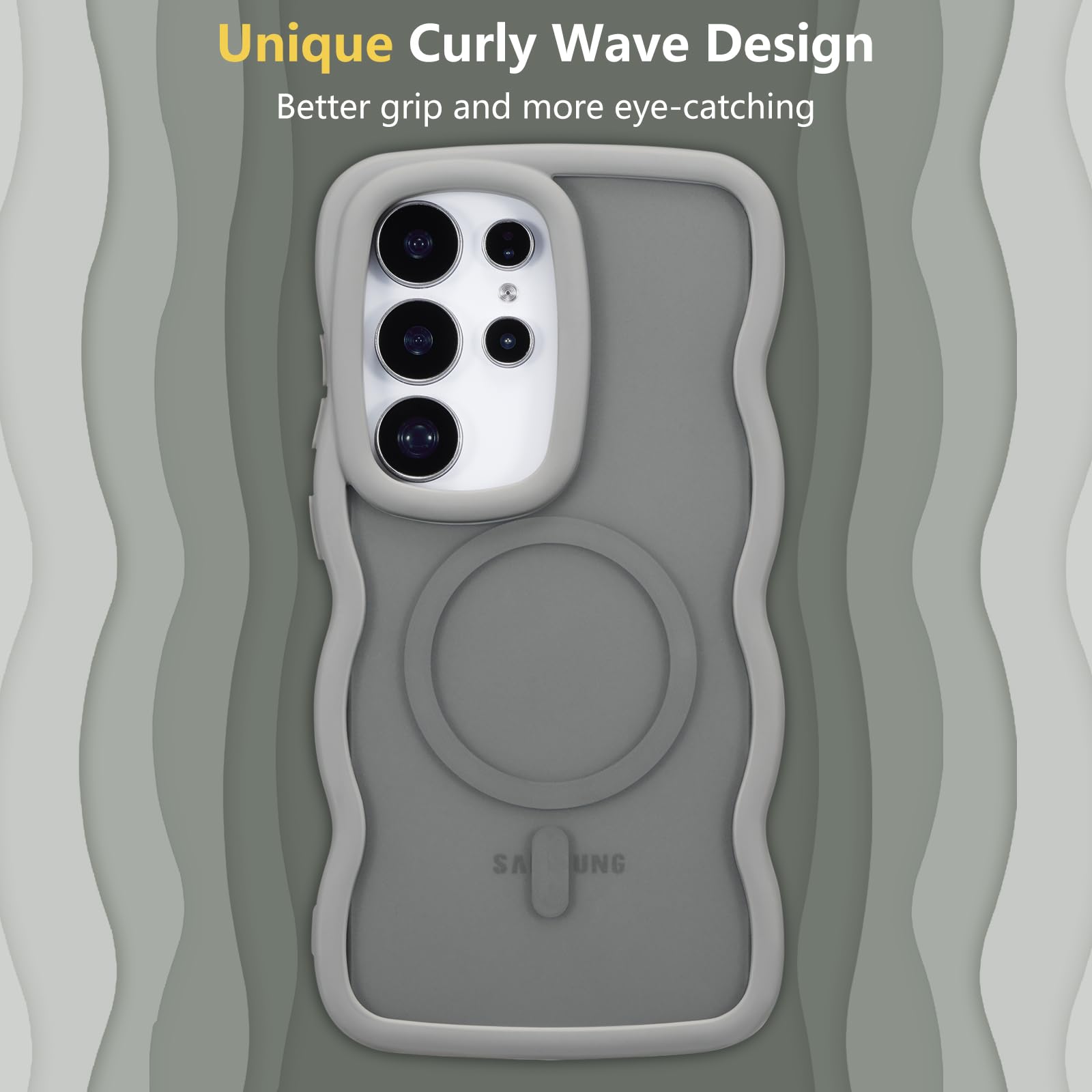 for Samsung Galaxy S26 Ultra Case, Cute Wavy Compatible with Magsafe, Curly Wave