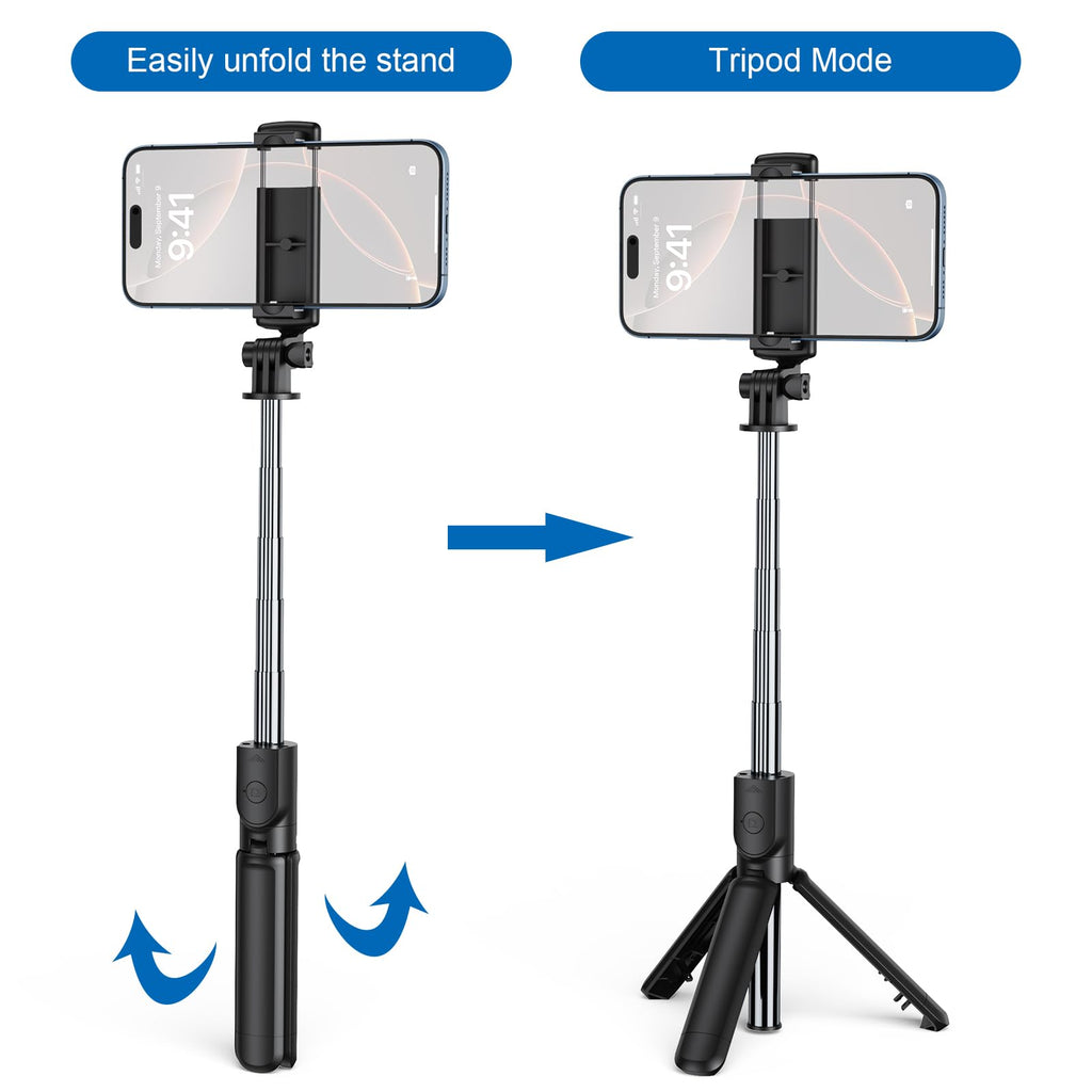 Selfie Stick Tripod, Retractable Selfie Stick Tripod with Wireless Remote Contro