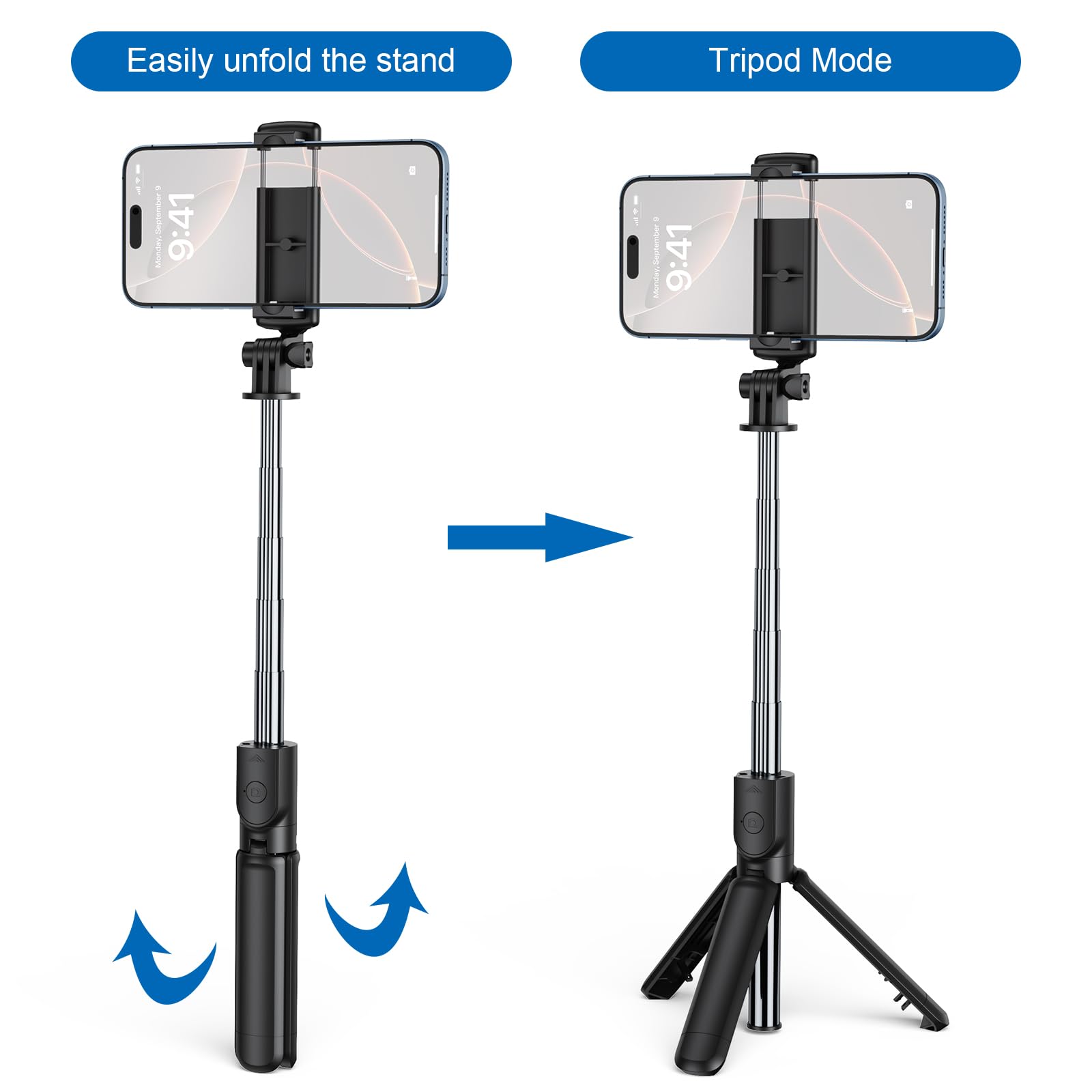 Selfie Stick Tripod, Retractable Selfie Stick Tripod with Wireless Remote Contro