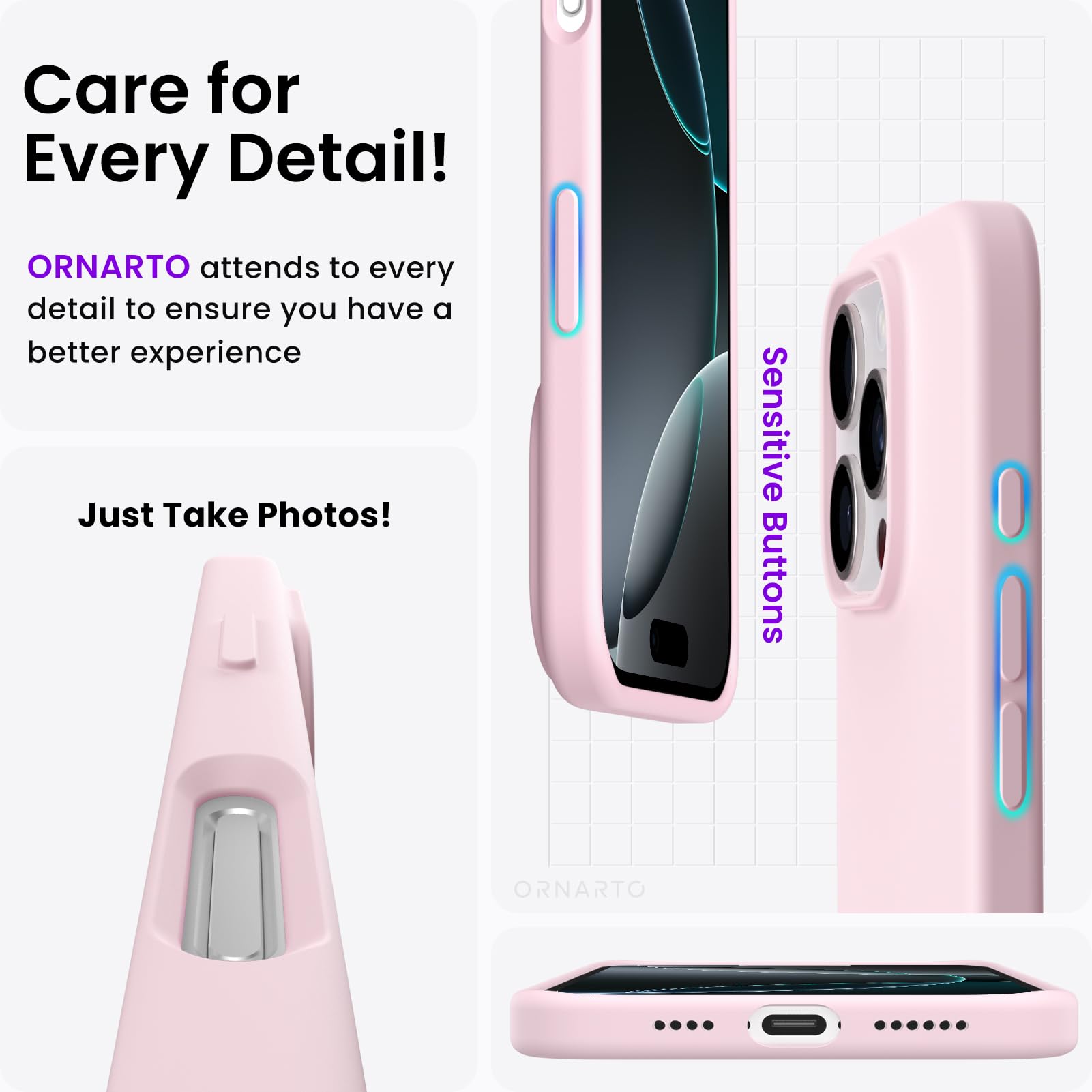 16 Pro Max Case 6.9", Slim Liquid Silicone 3 Layers Soft Gel Rubber Shockproof P