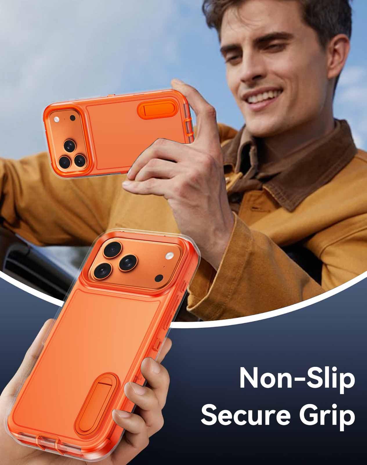 Iphone 17 Pro Case With Built-In Invisible Kickstand,[2*Screen Protector] Milita
