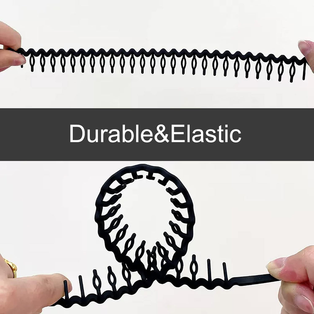 8 PCS Fashion No Slip Effortless Plastic Headbands with Teeth Comb Black Skinny