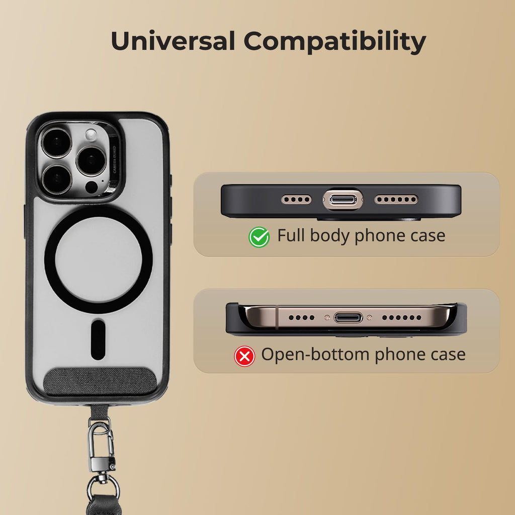 Phone Wrist Strap, 38Cm Leather & Nylon Wrist Strap For Smartphones With Built-I