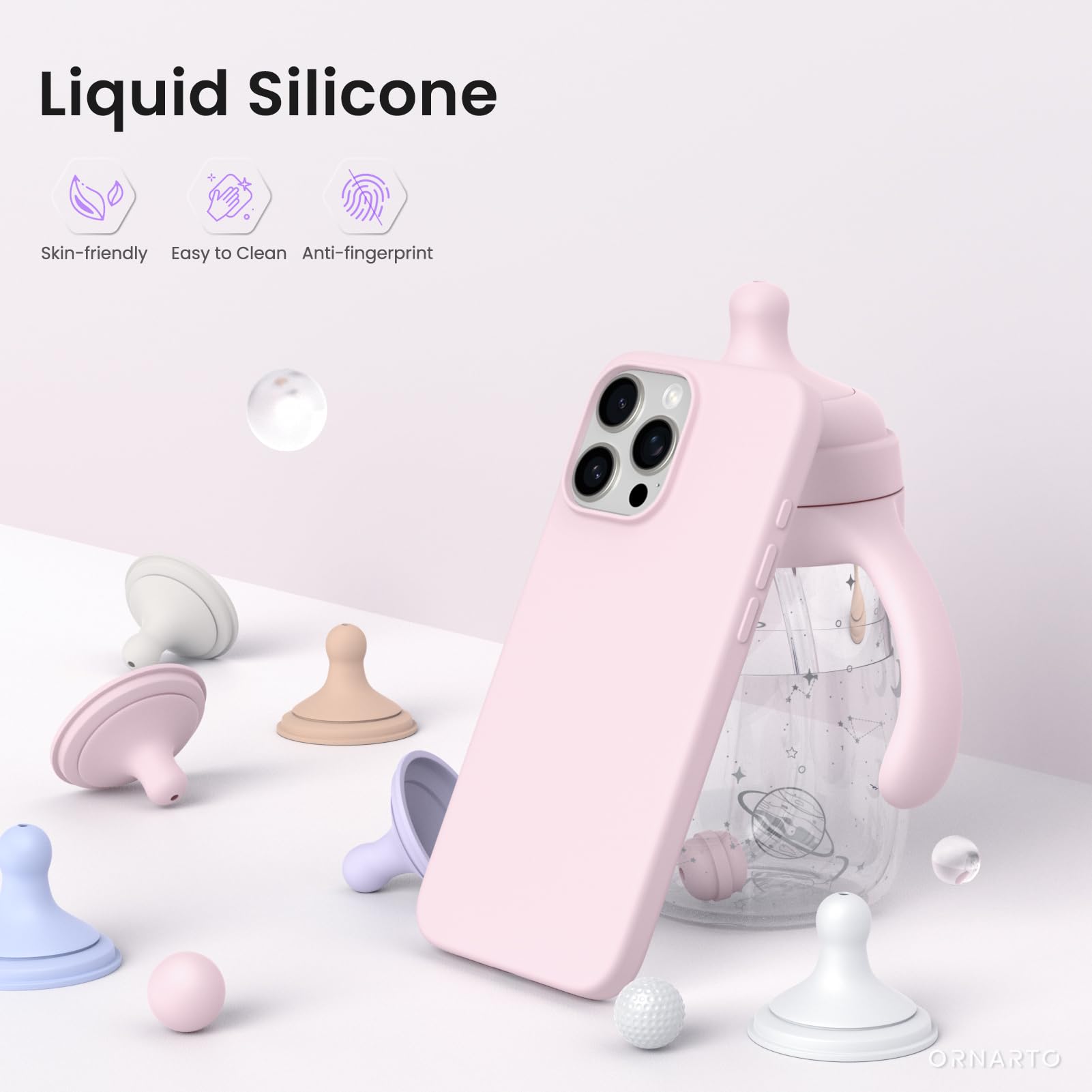 16 Pro Max Case 6.9", Slim Liquid Silicone 3 Layers Soft Gel Rubber Shockproof P