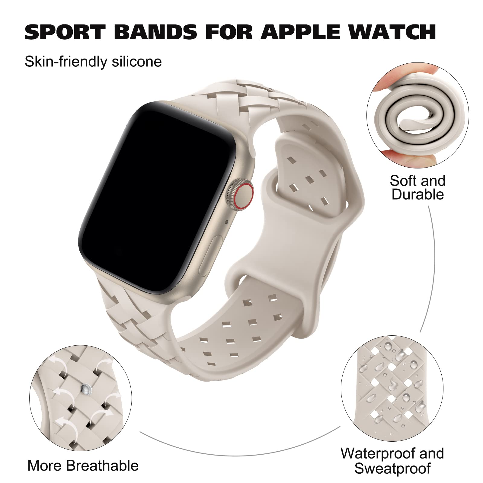 Weave Bands Compatible with Apple Watch 38mm 40mm 41mm 42mm 44mm 46mm 45